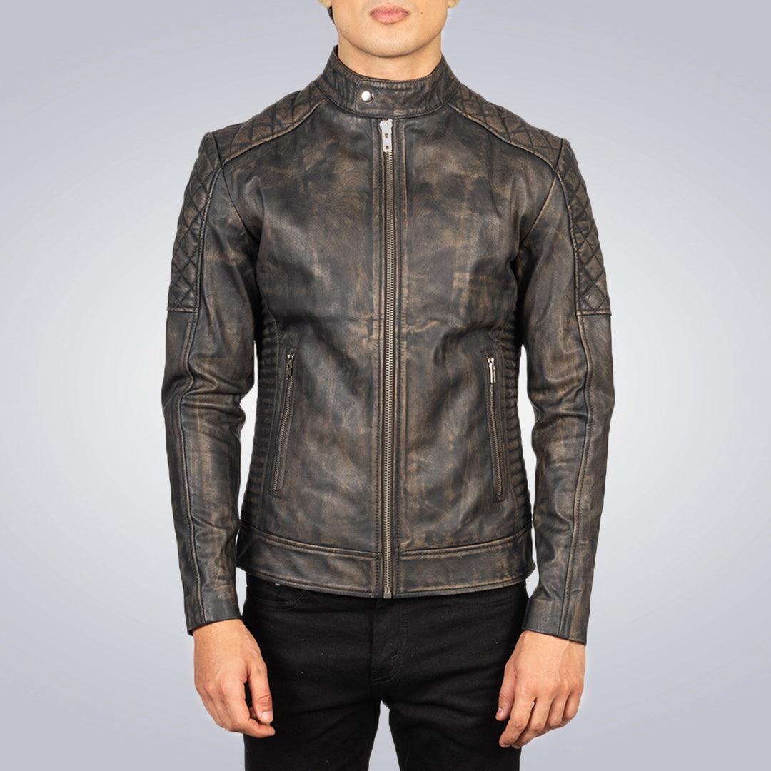 Men's Fernando Quilted Platinum Leather Jacket - The Urban Tannery