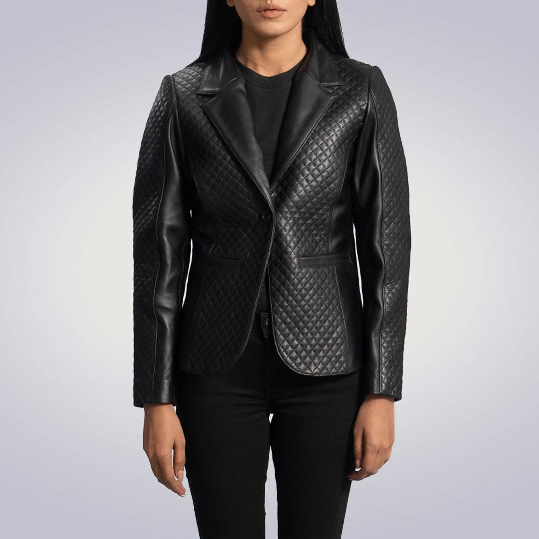 Cora Quilted Black Leather Jacket For Women - The Urban Tannery