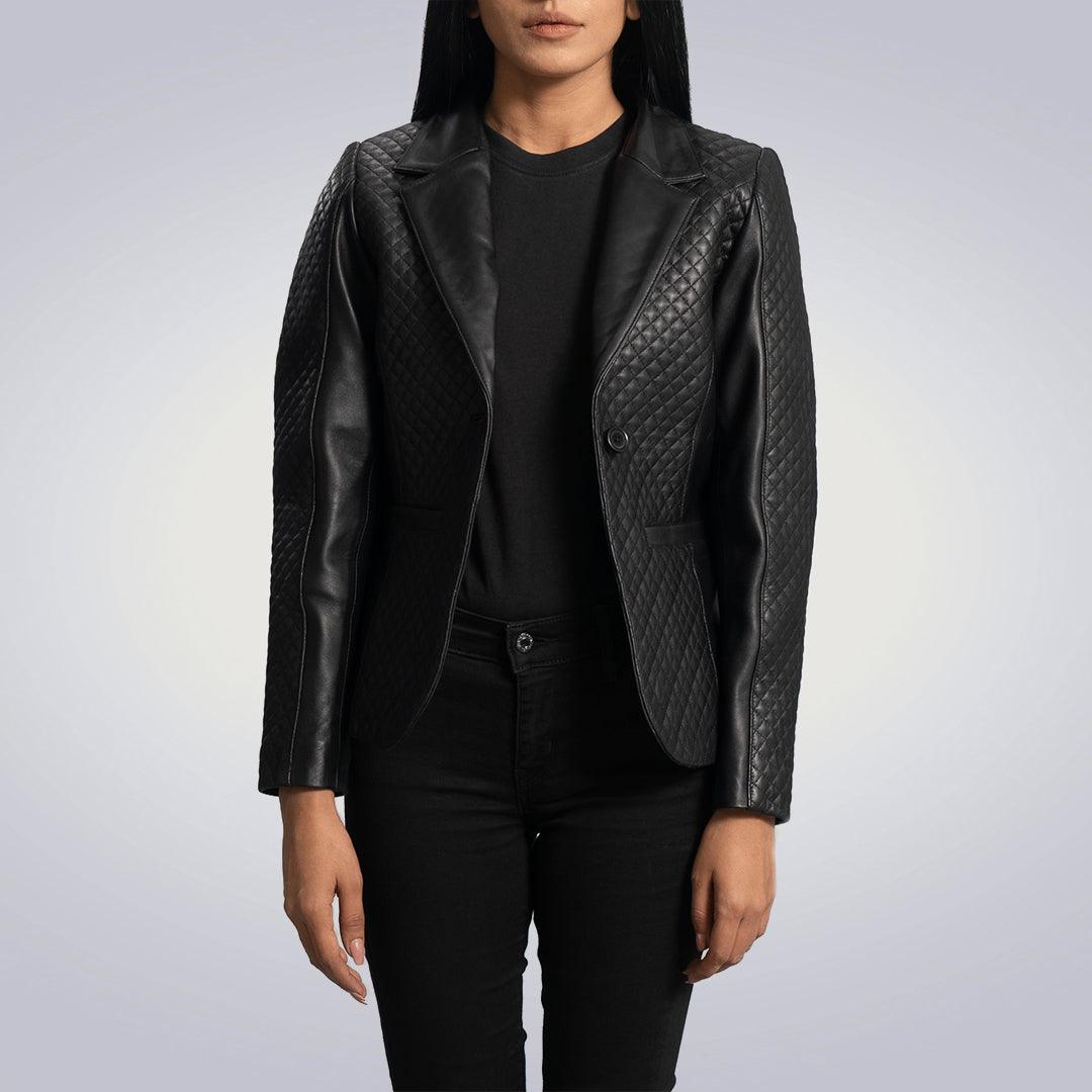 Cora Quilted Black Leather Jacket For Women - The Urban Tannery