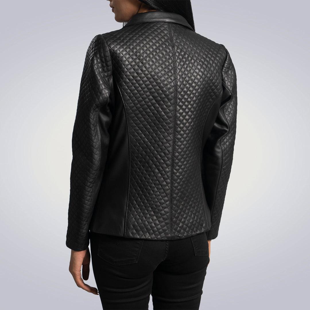 Cora Quilted Black Leather Jacket For Women - The Urban Tannery