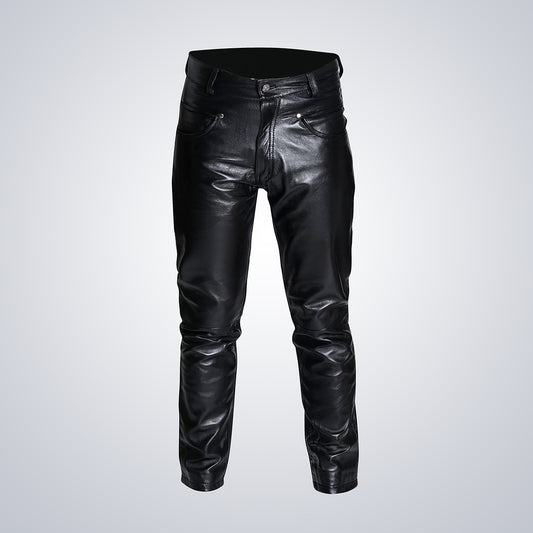 Lamb skin Black Leather Pants 1