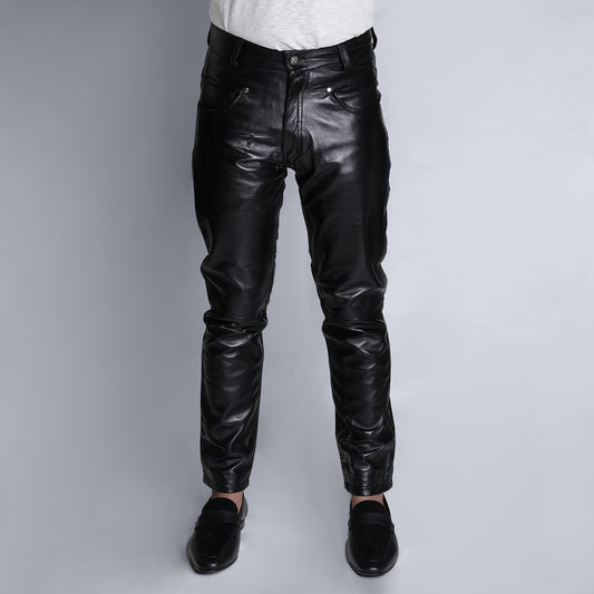 Lamb skin Black Leather Pants 3