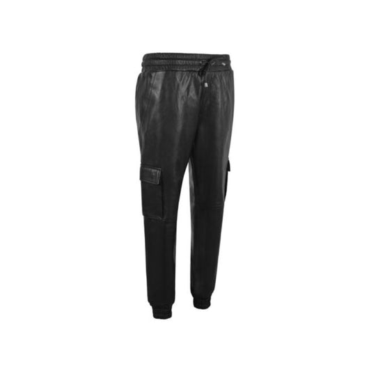 Hook And Loop Closer Stylish Leather Pants