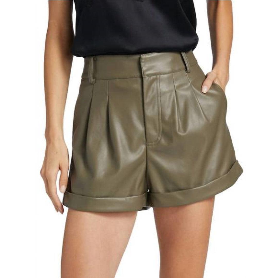 Olive Color Stylish Leather Shorts - The Urban Tannery