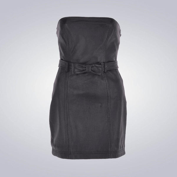 Black Leather Bandeau Mini Dress Black Leather Bandeau Mini Dress
