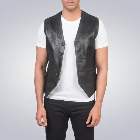 Black Leather Vest 1