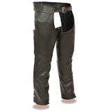 Leather Chaps for Men's Black Premium Leather- Classic Jean Style Pockets Motorcycle Riders Chap