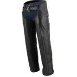 Leather Chaps for Men's Black Premium Leather - Classic Jean Style Pockets Motorcycle Chap