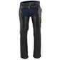 Leather Chaps for Men's Black Premium Leather - Classic Jean Style Pockets Motorcycle Chap