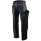 Leather Chaps for Men's Black Premium Leather - Classic Jean Style Pockets Motorcycle Chap