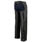 Leather Chaps for Men's Black Premium Leather - Classic Jean Style Pockets Motorcycle Chap