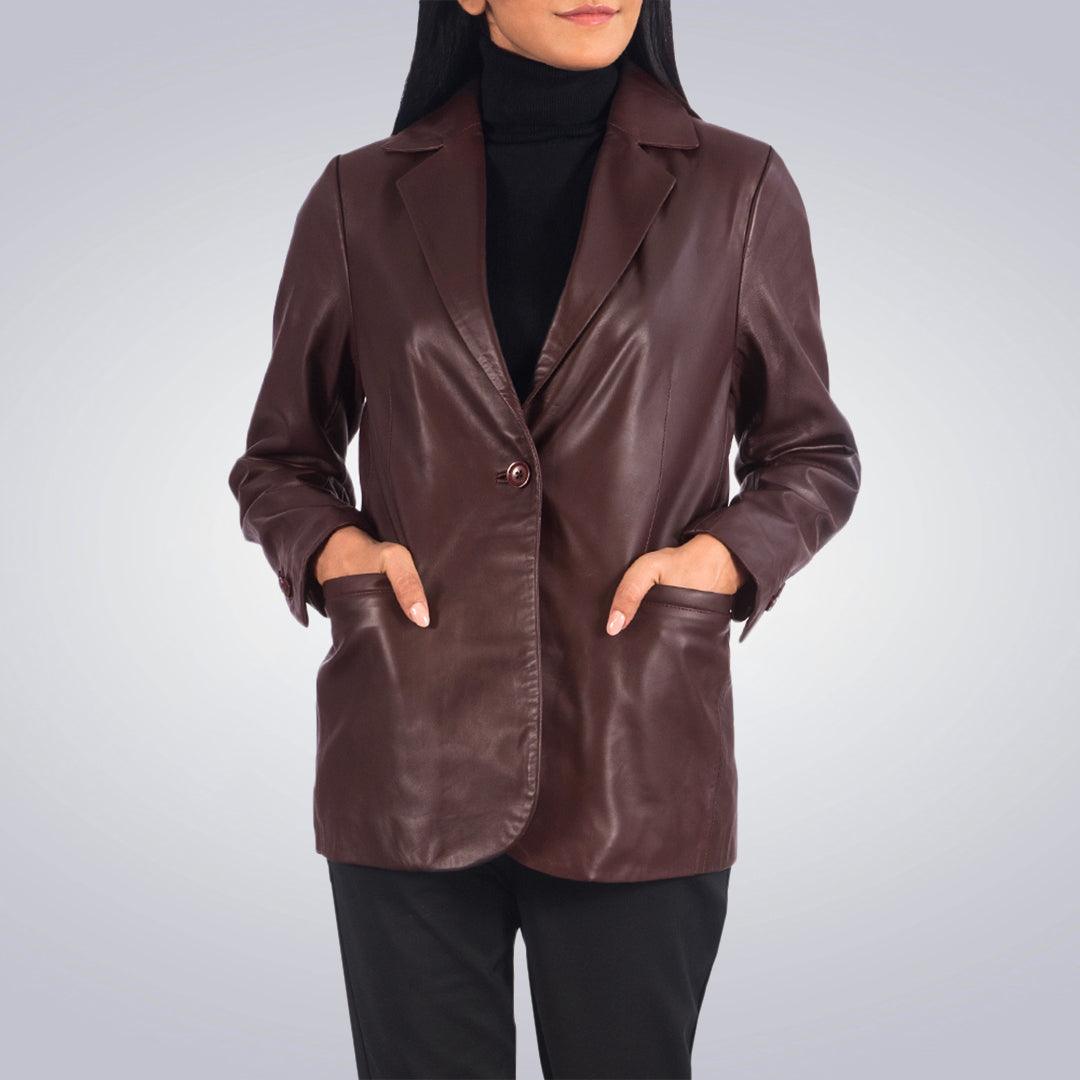 Maroon Leather Blazer - The Urban Tannery