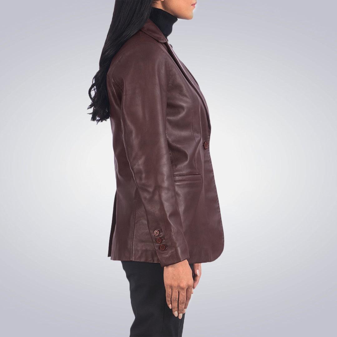 Maroon Leather Blazer - The Urban Tannery