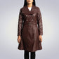 Maroon Leather Trench Coat