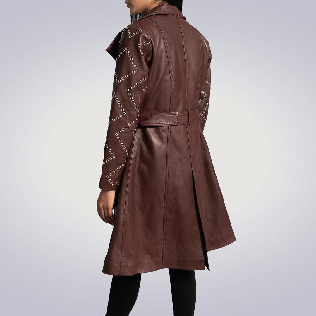 Maroon Leather Trench Coat - The Urban Tannery