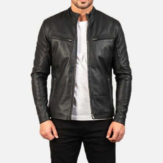 Biker Style Leather Jacket For Mens