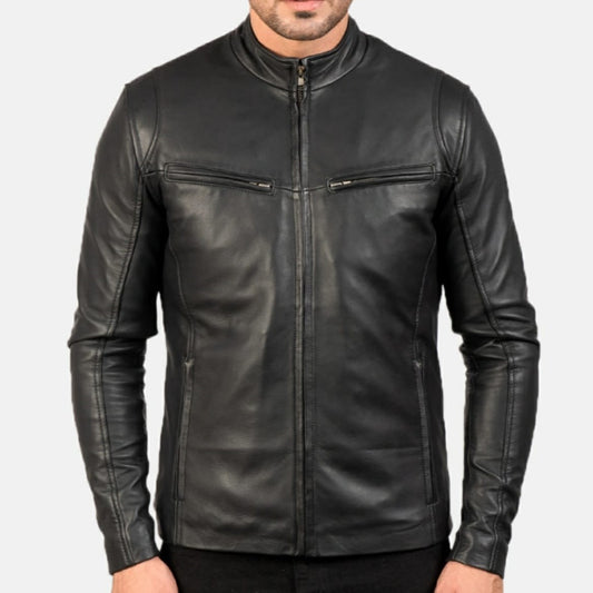 Biker Style Leather Jacket For Mens