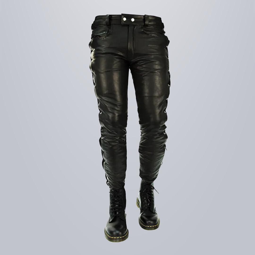 Men Leather Biker Style Pants - The Urban Tannery