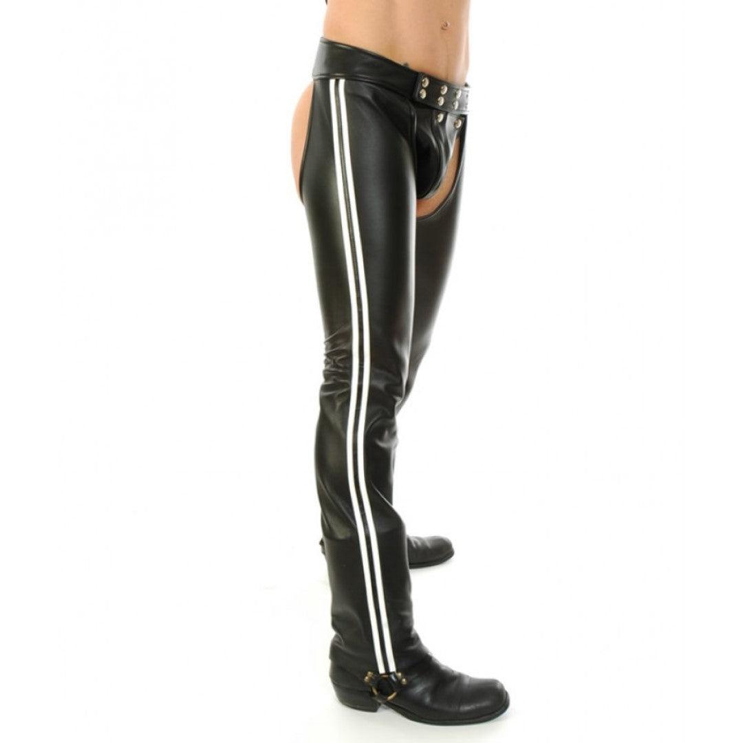 Side White Straps Leather Chaps - The Urban Tannery
