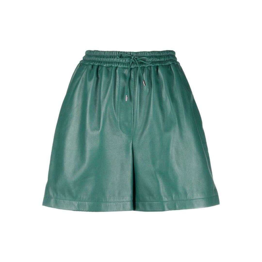 Leather Short Women In Olive Green Color - The Urban Tannery