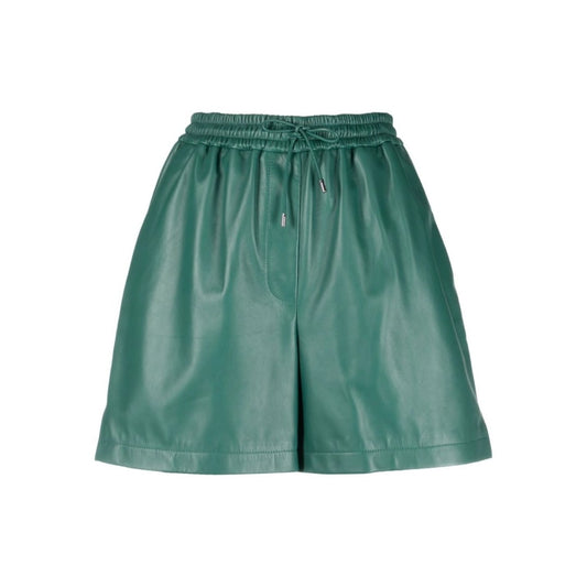 Leather Short Women In Olive Green Color