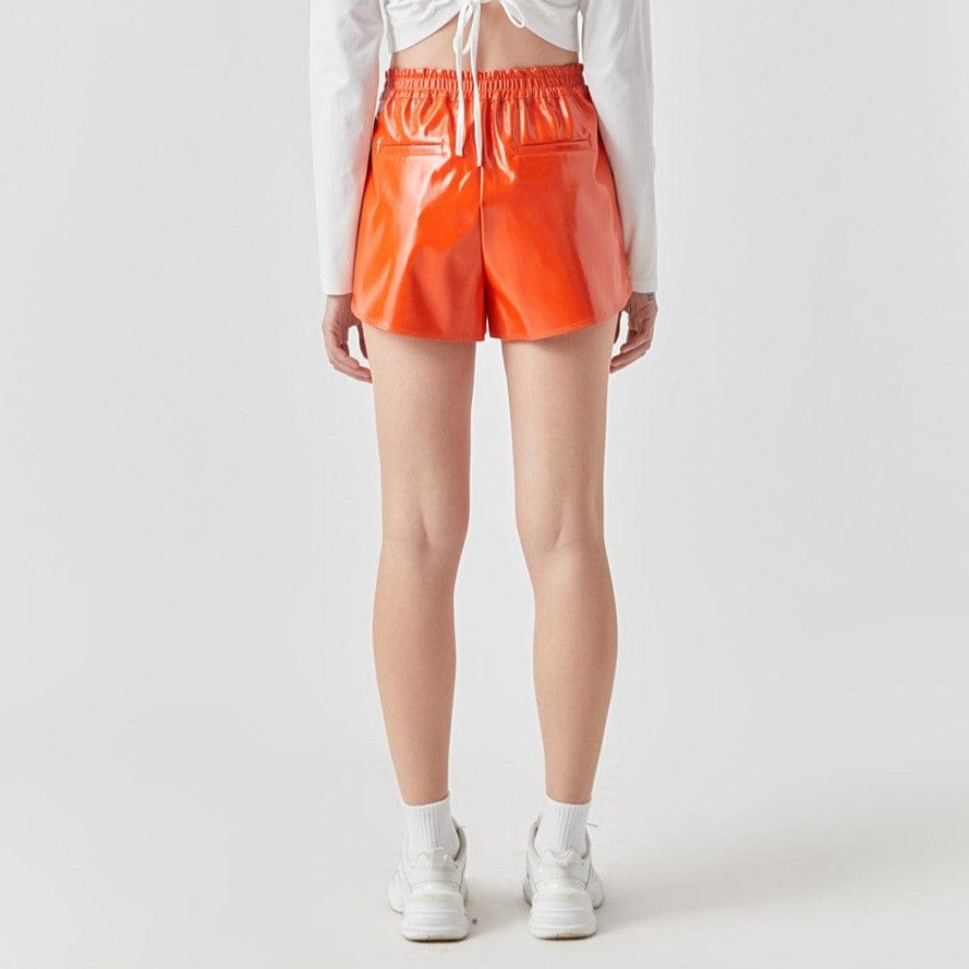 Orange Leather Shorts For Women - The Urban Tannery