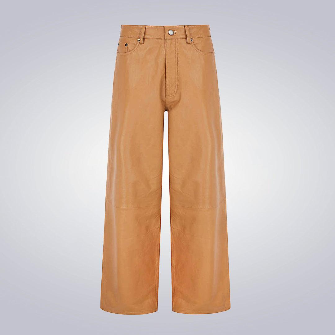 High Rise Brown Leather Pants for Women - The Urban Tannery
