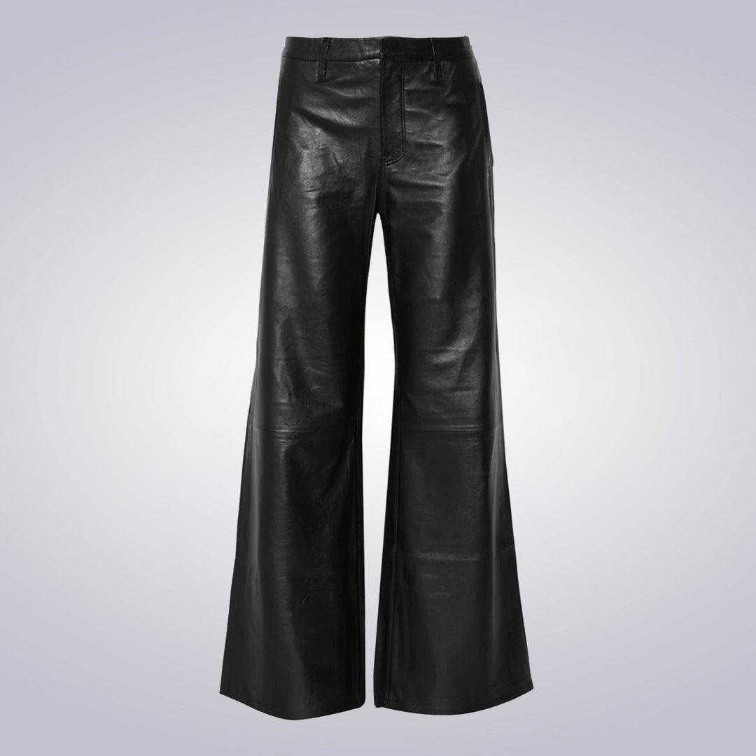 Black Leather Classic Bell Bottom for Women - The Urban Tannery