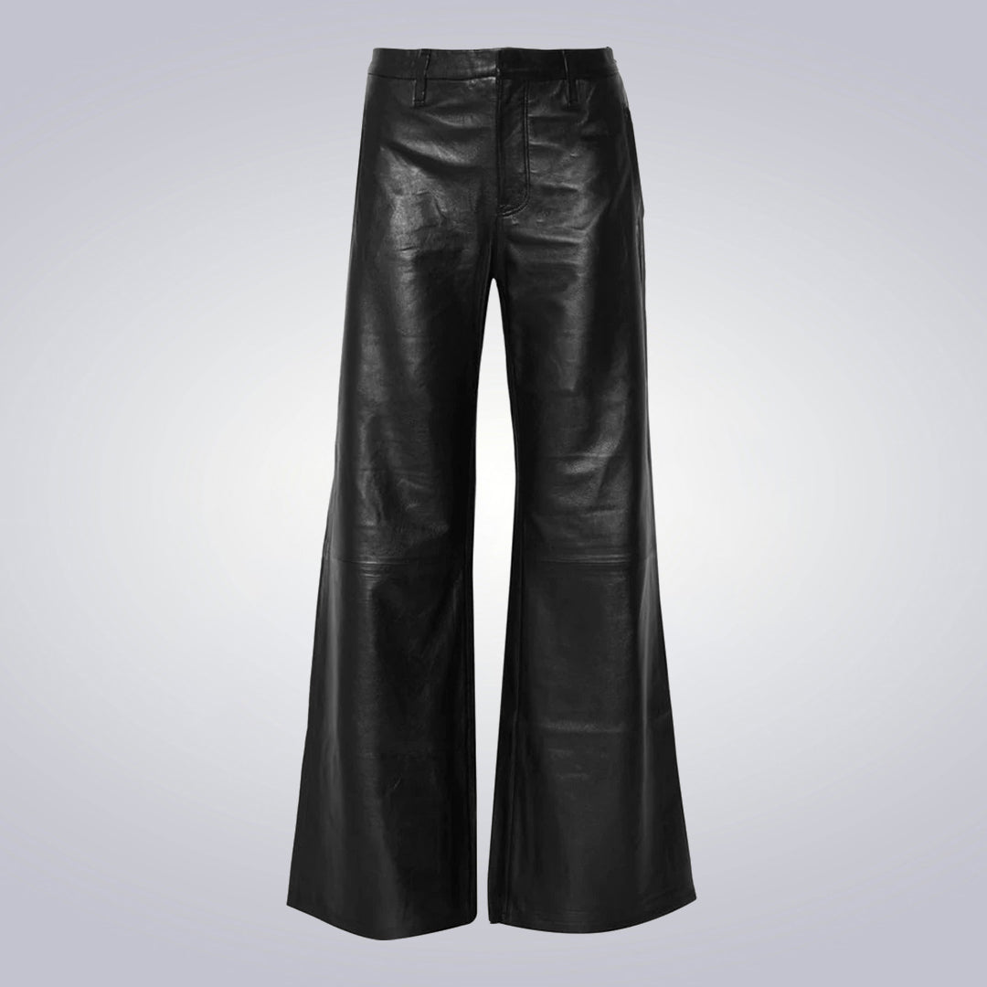 Black Leather Classic Bell Bottom for Women 1