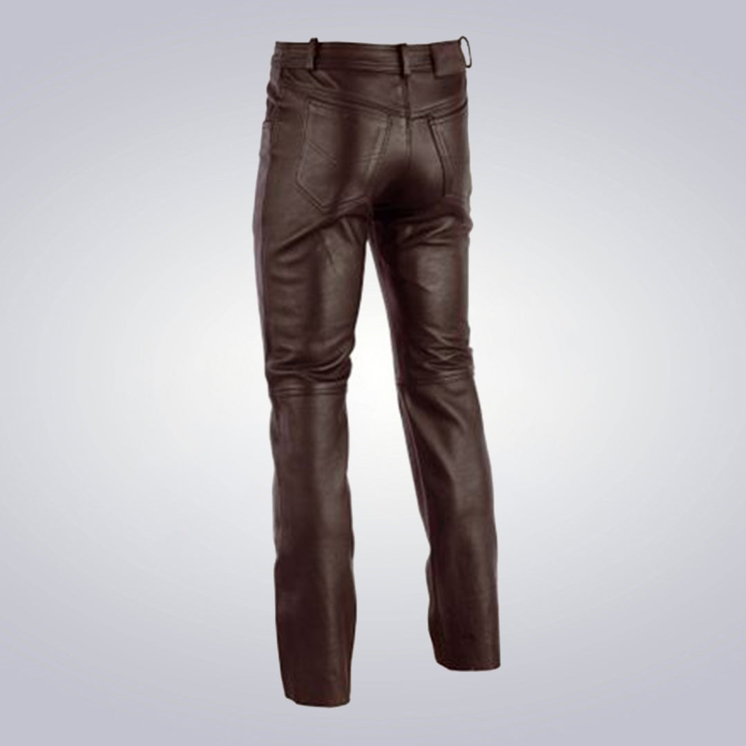 Men's Foxhill Brown Leather Pants 2