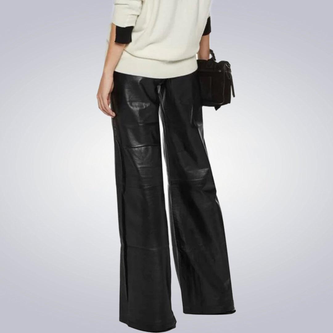 Black Leather Classic Bell Bottom for Women - The Urban Tannery