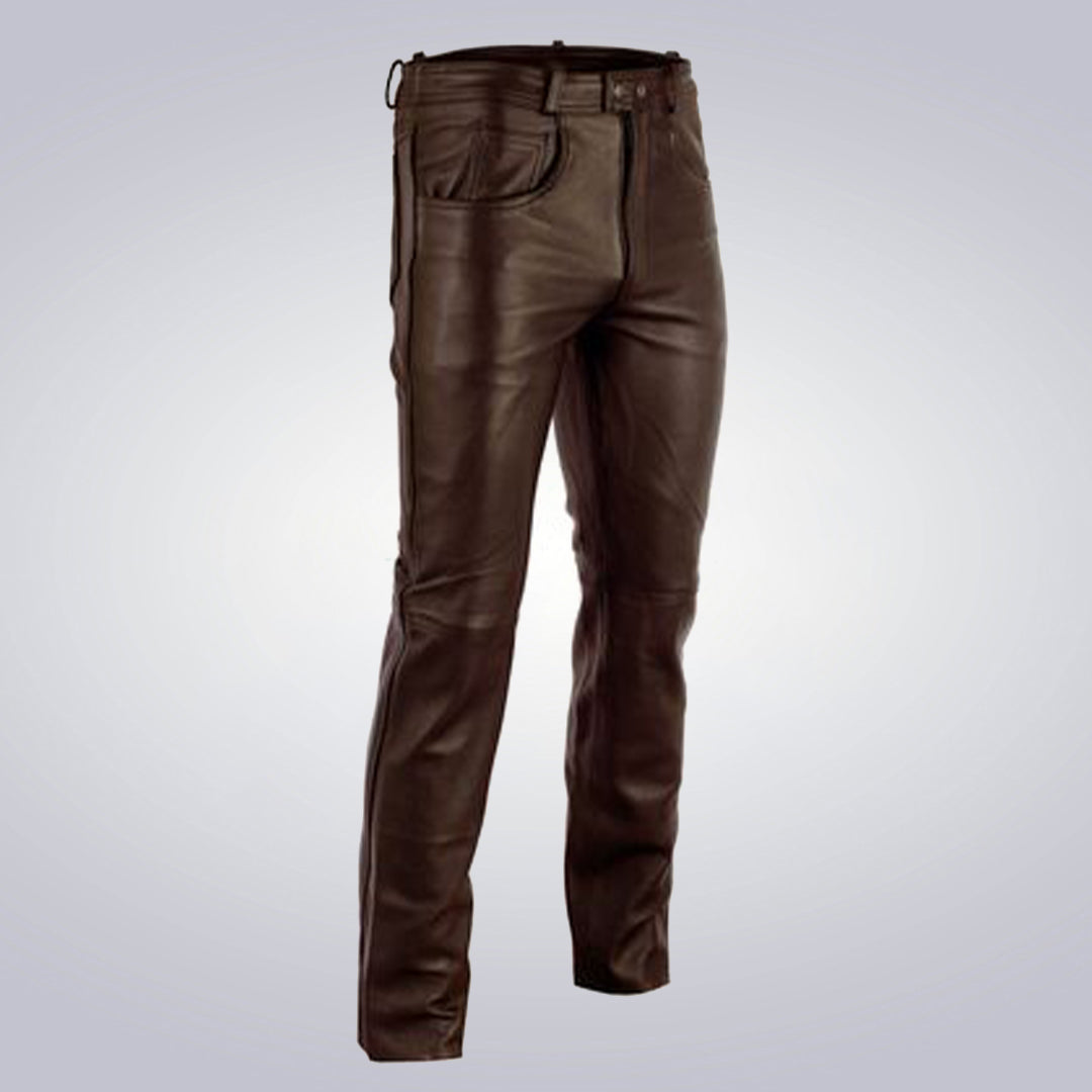 Men's Foxhill Brown Leather Pants 3