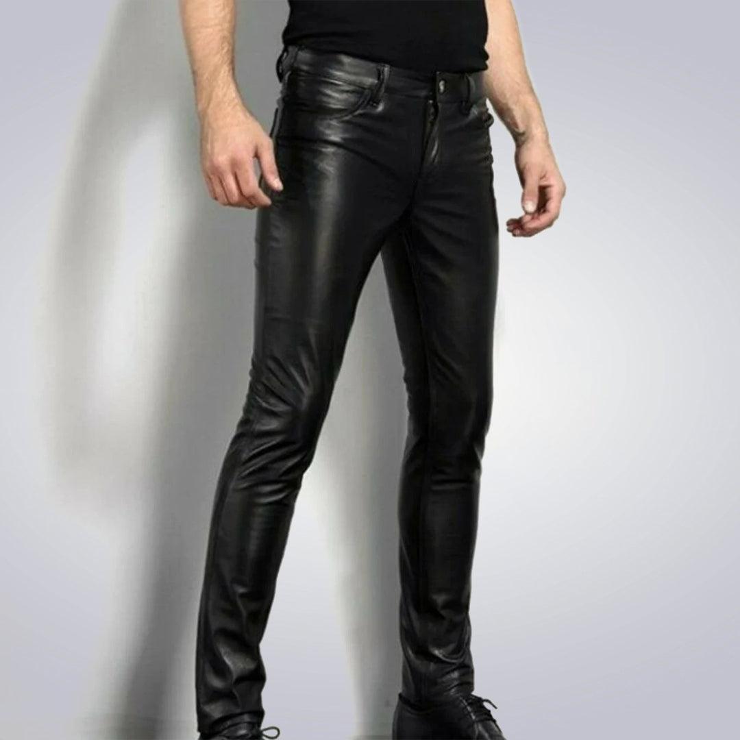 Men's Black Real Leather Skinny Jeans - The Urban Tannery