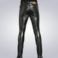 Men's Black Real Leather Skinny Jeans 2