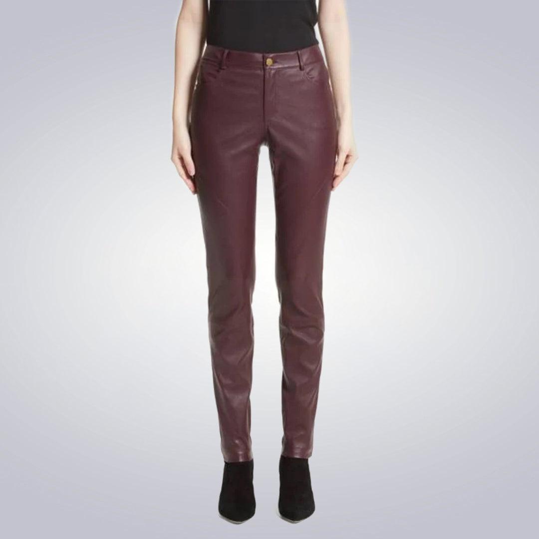 UT Classic Maroon Real Leather Smart Fit Pants - The Urban Tannery