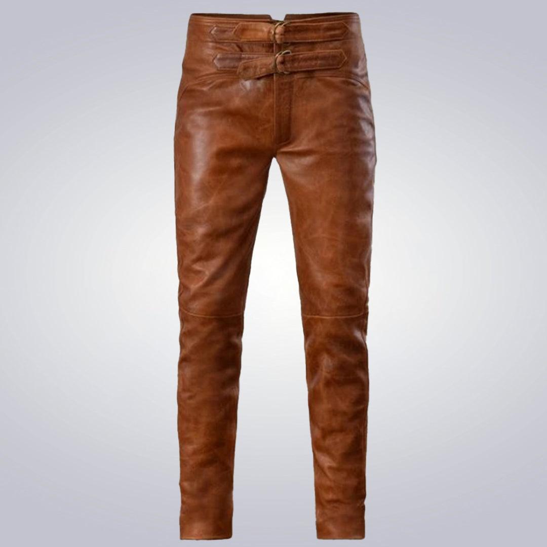 Men's Distressed Brown Real Sheep Skinny Pants - The Urban Tannery