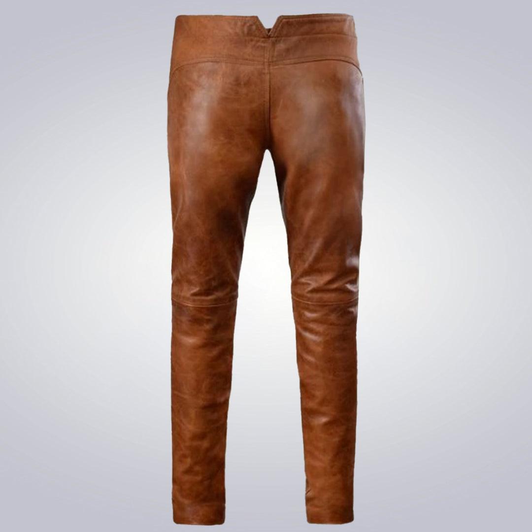 Men's Distressed Brown Real Sheep Skinny Pants - The Urban Tannery