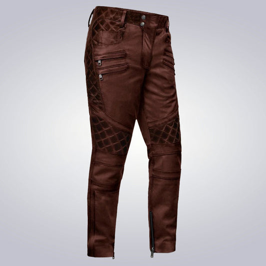 Men's Outlaw Burnt Maroon Leather Pants 1