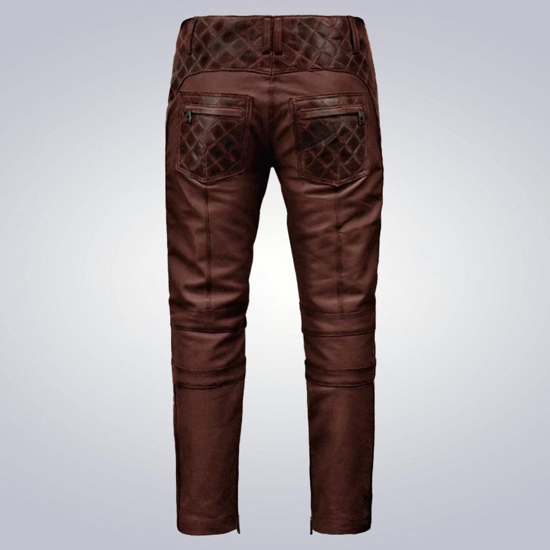 Men's Outlaw Burnt Maroon Leather Pants - The Urban Tannery
