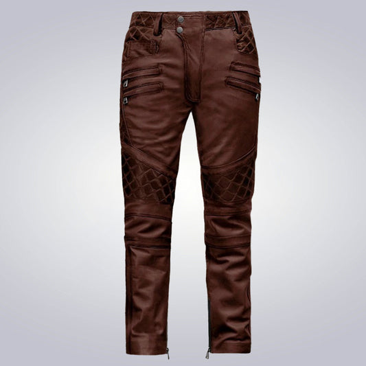 Men's Outlaw Burnt Maroon Leather Pants 3