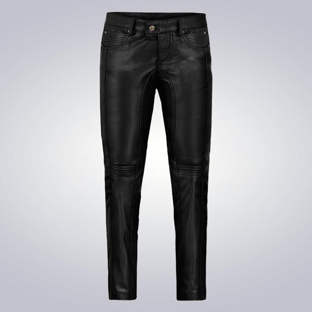 Men's Foxhill Straight Black Leather Pants - The Urban Tannery