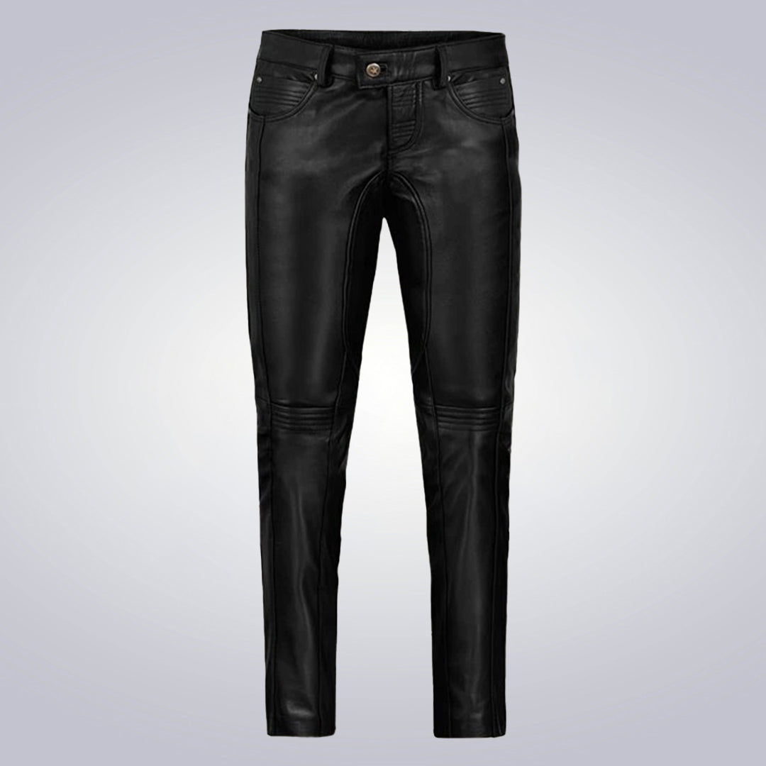 Men's Foxhill Straight Black Leather Pants 1