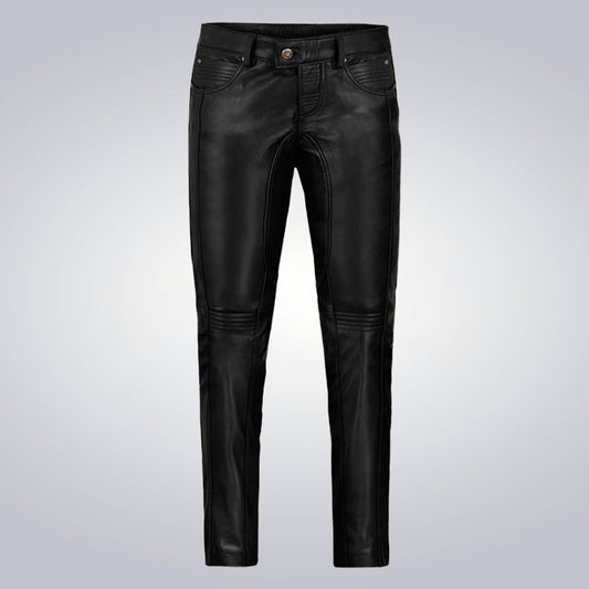 Men's Foxhill Straight Black Leather Pants 1