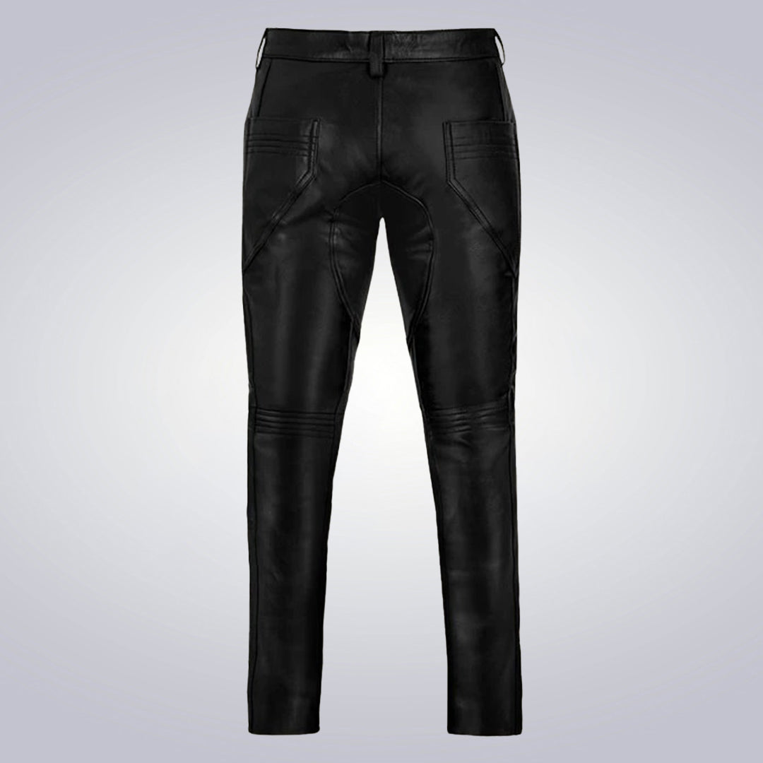 Men's Foxhill Straight Black Leather Pants 2