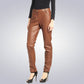 Women Classic Tan Leather Jeans 3