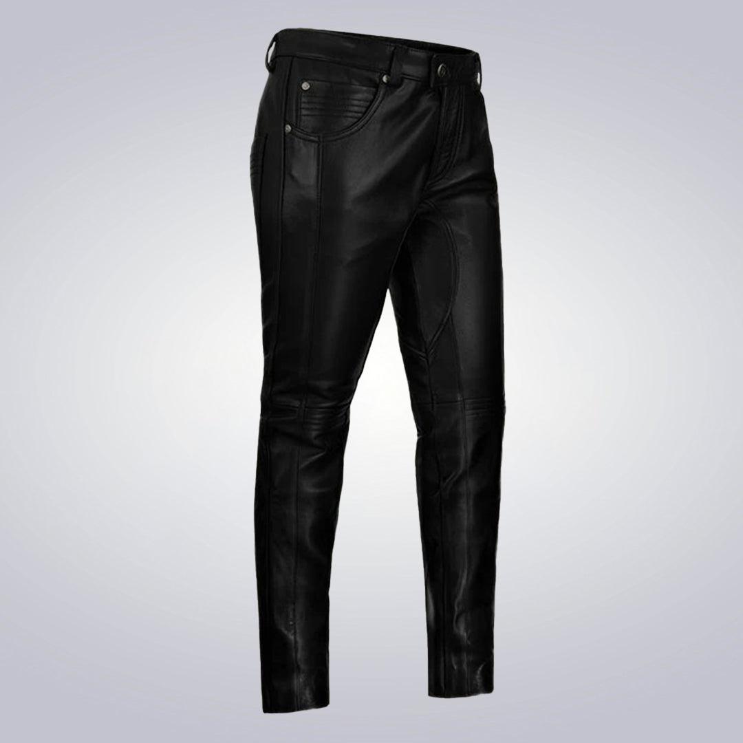 Men's Foxhill Straight Black Leather Pants - The Urban Tannery