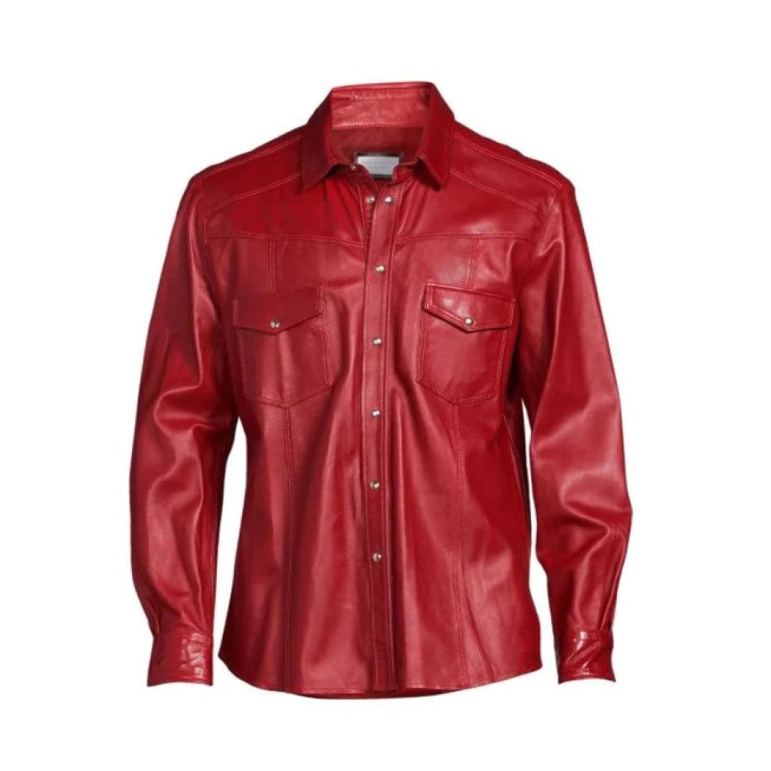Stylish Leather Shirts For Men In Red Color - The Urban Tannery