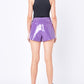 Purple Leather Shorts For Women