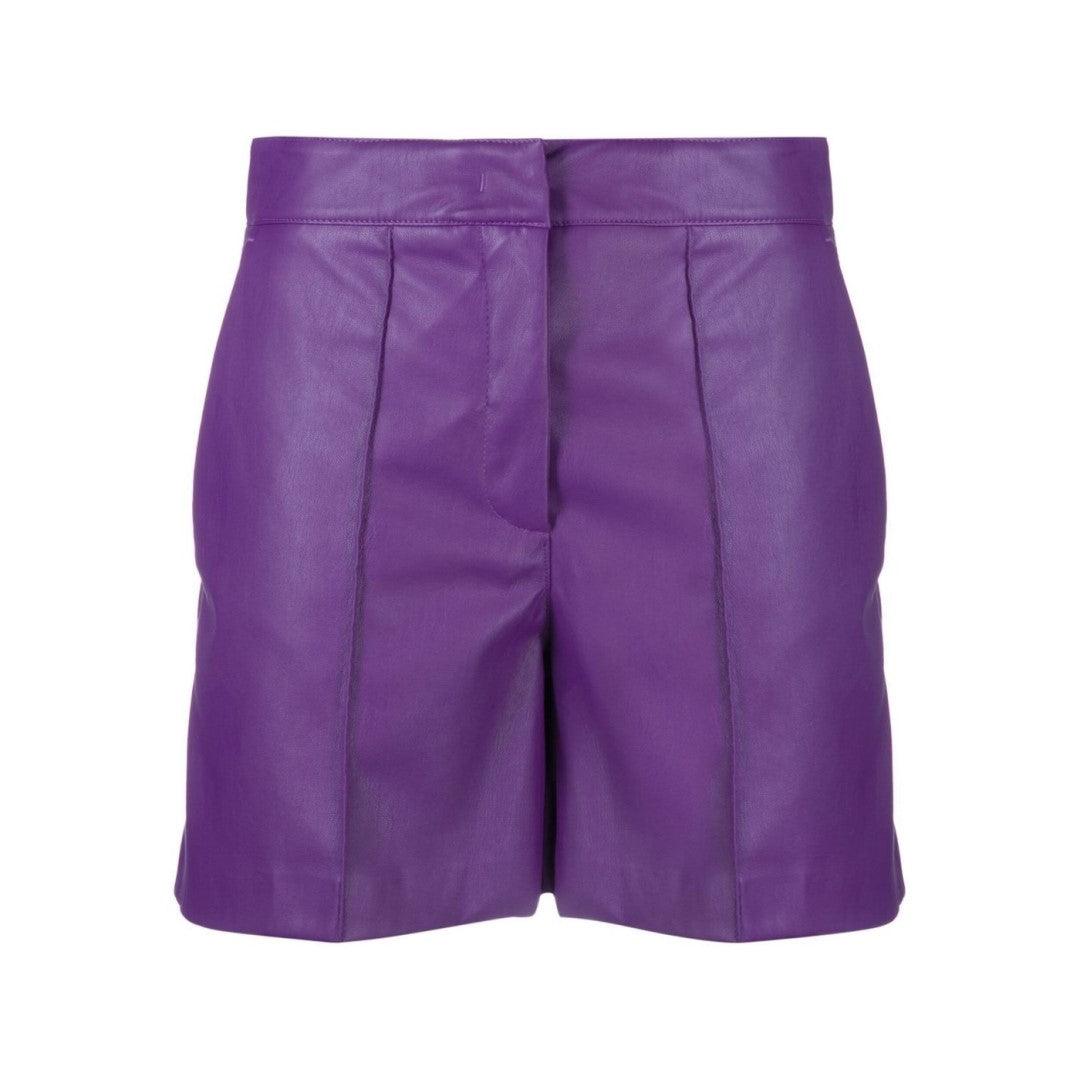 Leather Shorts For Women In Purple Color - The Urban Tannery
