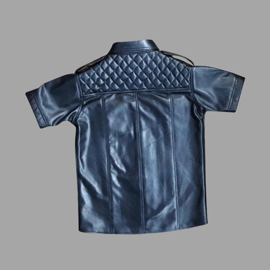 Black Stylish Quilted Leather Shirt For Men - The Urban Tannery